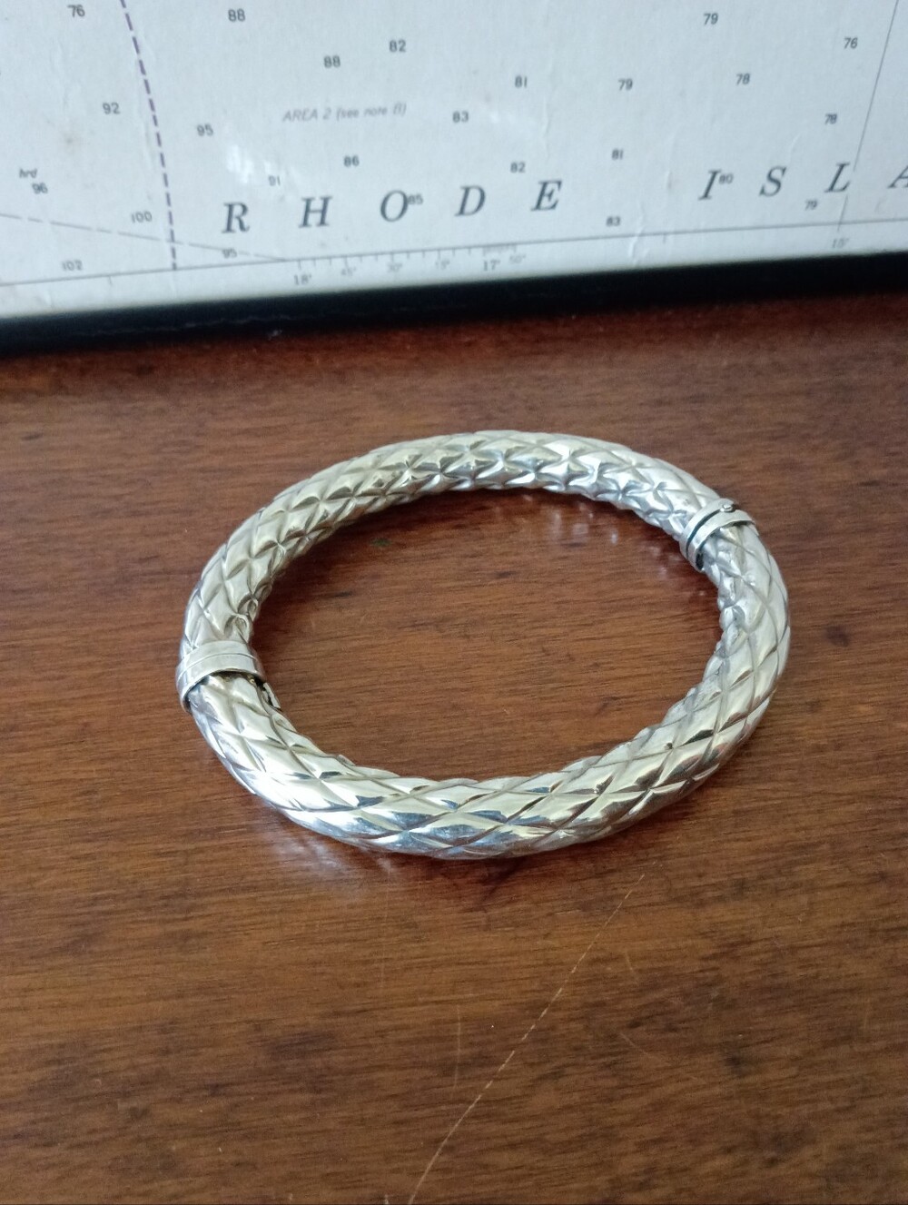 925 Sterling Silver Hollow Bangle Bracelet Vintage - Women Jewelry